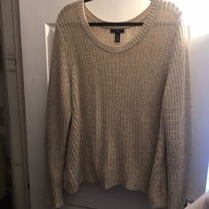 beige oversized crew neck sweater